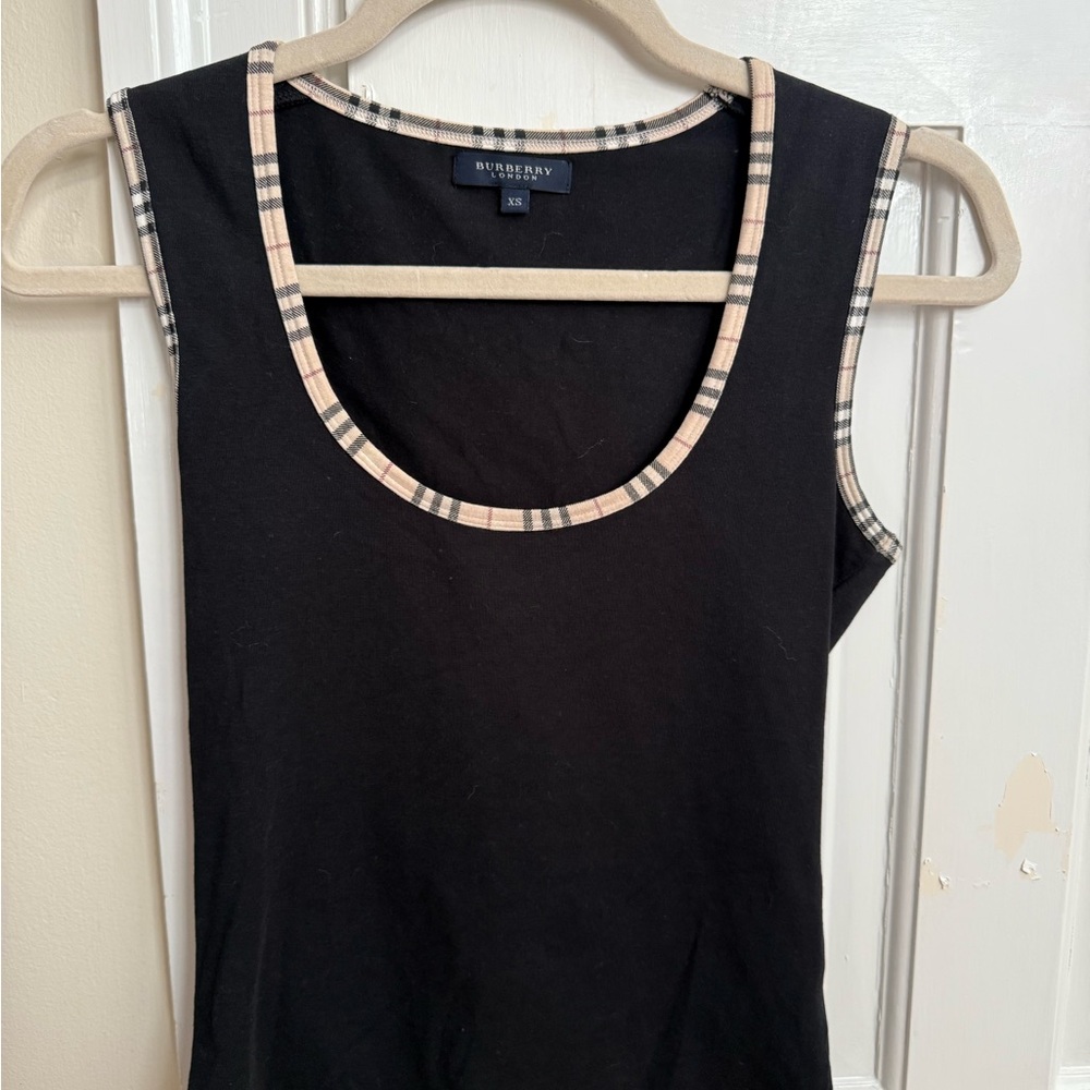 Burberry Black Tank Top with Check Accents